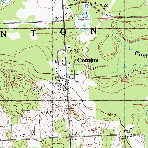 Topographic Map of Comins Station (historical), MI