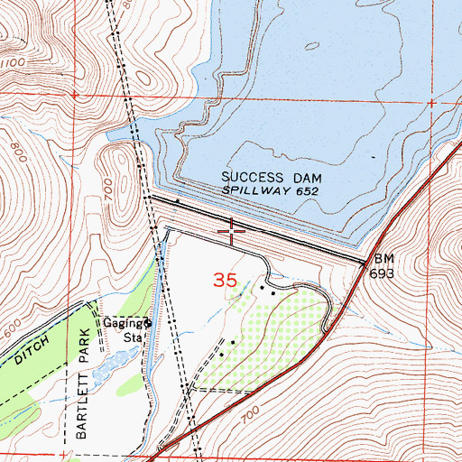 Topographic Map of Success Dam, CA