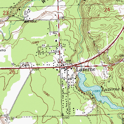 Topographic Map of Indian Graves, MI