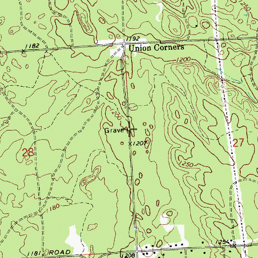 Topographic Map of Union Corners Cemetery, MI