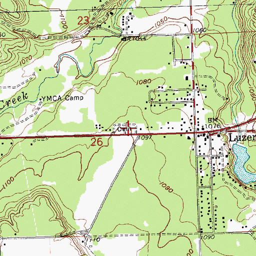 Topographic Map of Luzerne Cemetery, MI