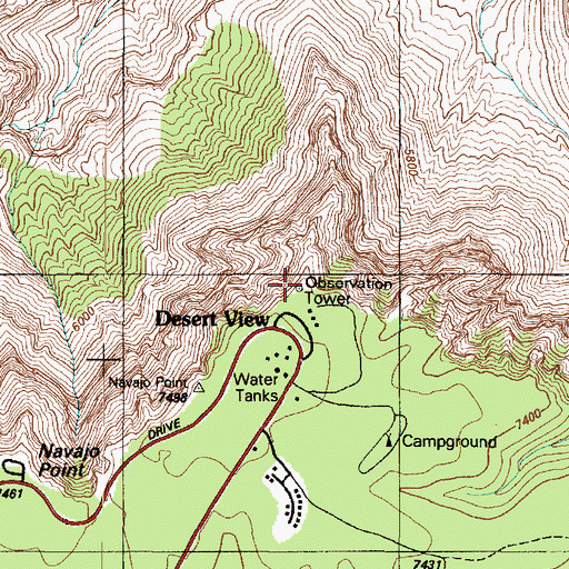 Topographic Map of Desert View, AZ