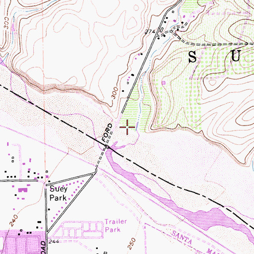 Topographic Map of Suey Creek, CA
