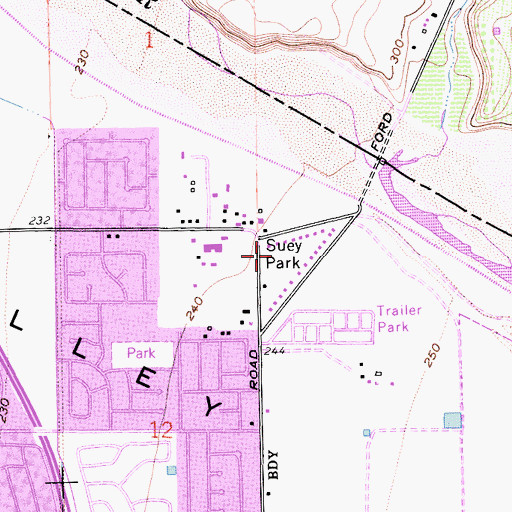 Topographic Map of Suey Park, CA