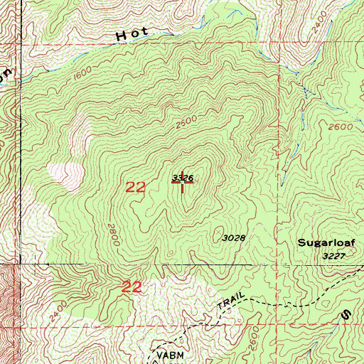 Topographic Map of Sugarloaf, CA