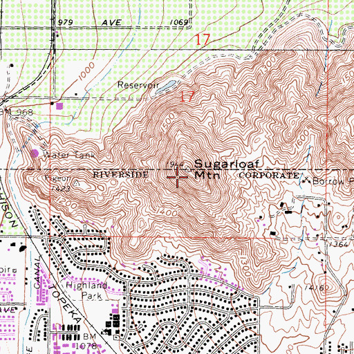 Topographic Map of Sugarloaf Mountain, CA