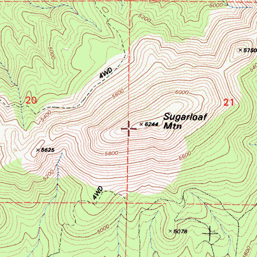 Topographic Map of Sugarloaf Mountain, CA