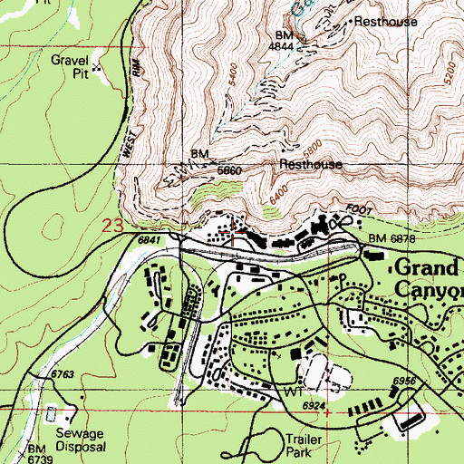 Topographic Map of Bright Angel Lodge, AZ