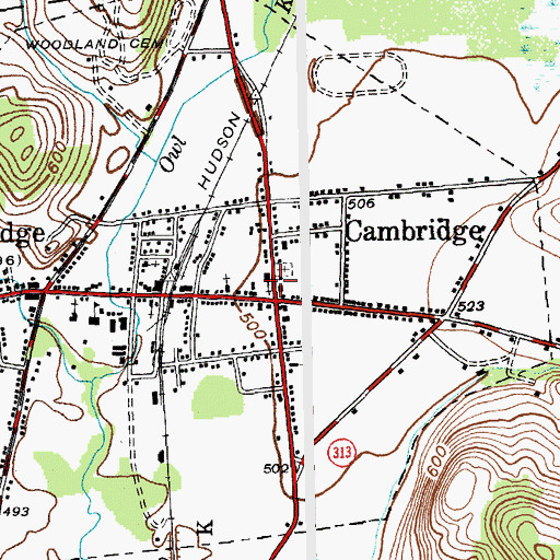 Topographic Map of Cambridge United Presbyterian Church, NY