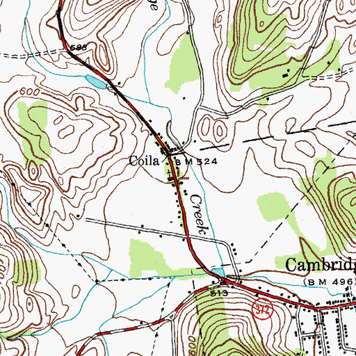 Topographic Map of Coila Church, NY