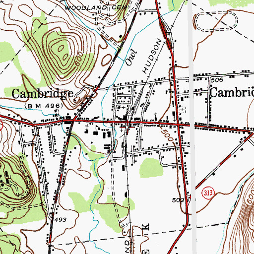 Topographic Map of Open Bible Baptist Church, NY