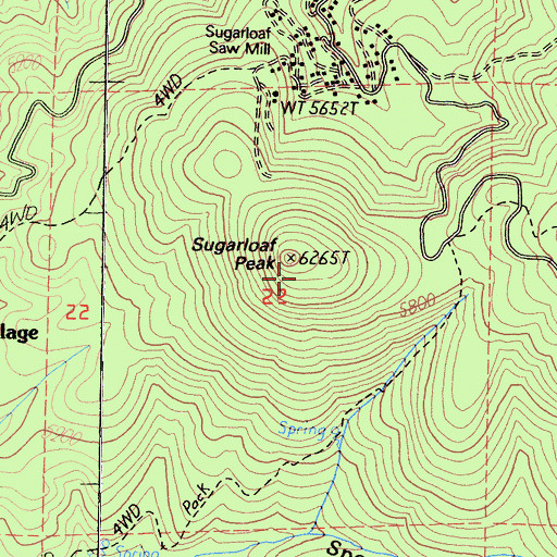 Topographic Map of Sugarloaf Peak, CA