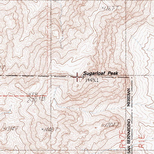 Topographic Map of Sugarloaf Peak, CA
