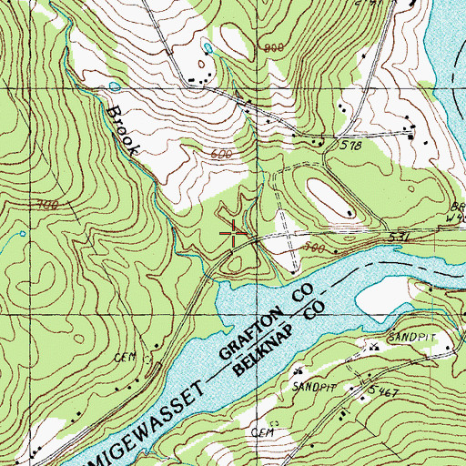 Topographic Map of Newfound Regional High School, NH