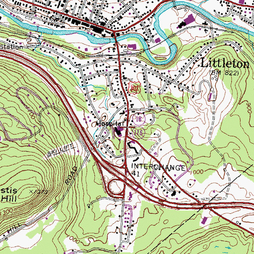 Topographic Map of North Country Charter Academy Littleton Center, NH