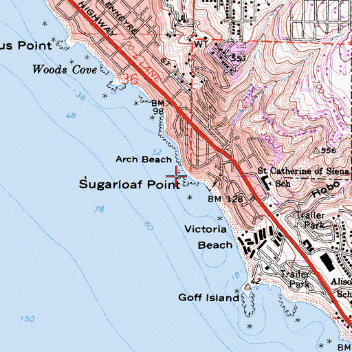 Topographic Map of Sugarloaf Point, CA