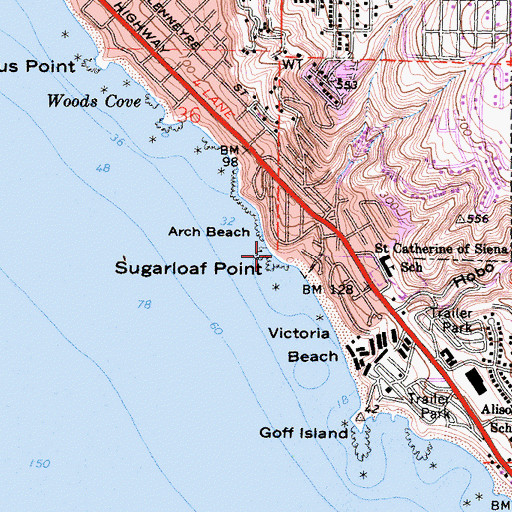 Topographic Map of Sugarloaf Point, CA