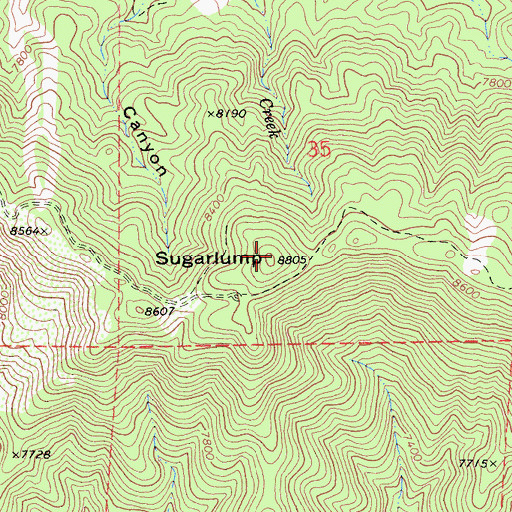 Topographic Map of Sugarlump, CA