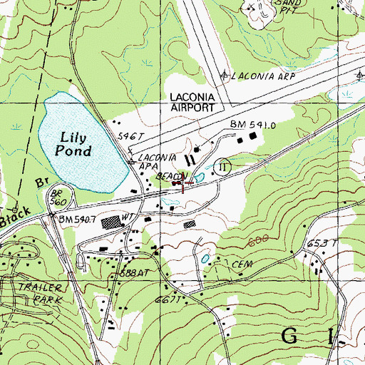 Topographic Map of Southern New Hampshire University Laconia, NH