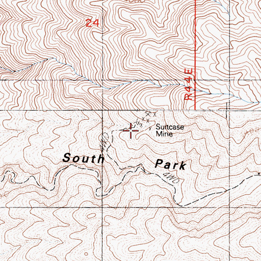 Topographic Map of Suitcase Mine, CA