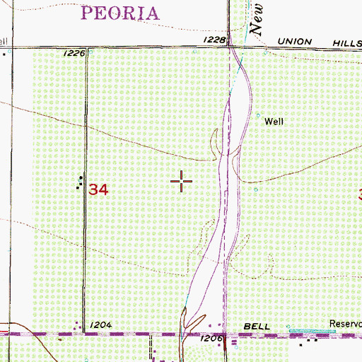 Topographic Map of Peacock Village, AZ