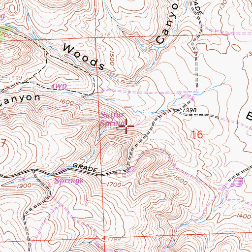 Topographic Map of Sulfur Spring, CA