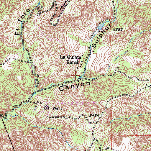 Topographic Map of Sulphur Canyon, CA