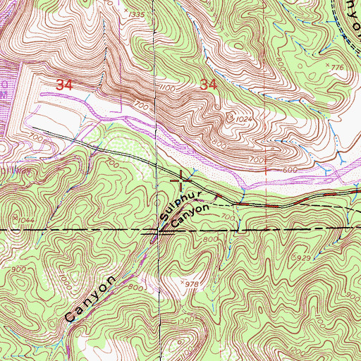 Topographic Map of Sulphur Canyon, CA