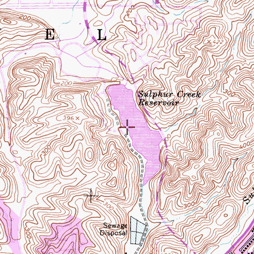Topographic Map of Sulphur Creek Reservoir, CA