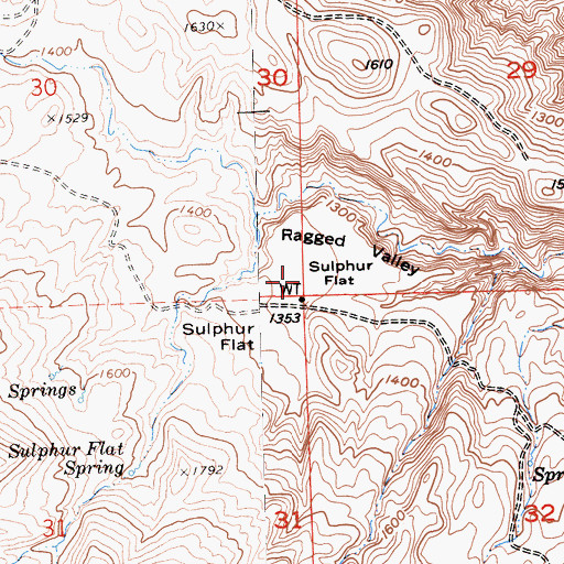 Topographic Map of Sulphur Flat, CA