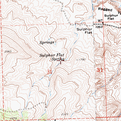 Topographic Map of Sulphur Flat Spring, CA
