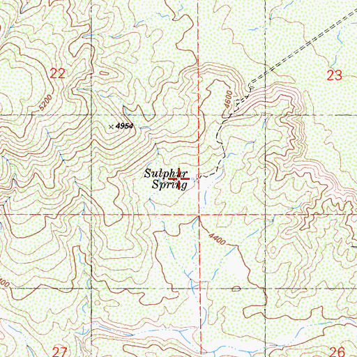 Topographic Map of Sulphur Spring, CA