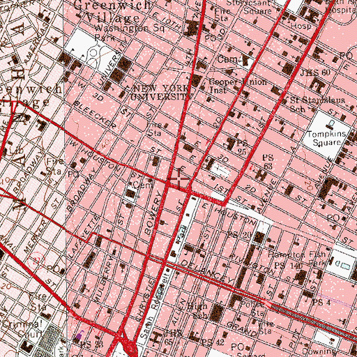 Topographic Map of Liz Christy Garden, NY