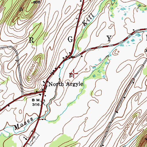 Topographic Map of Old North Argyle Cemetery, NY