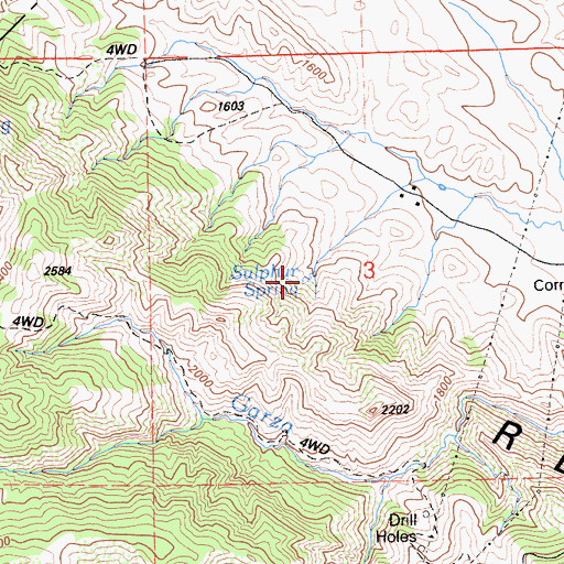 Topographic Map of Sulphur Spring, CA