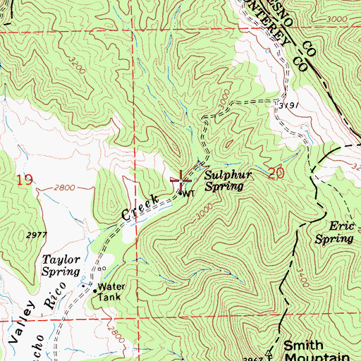 Topographic Map of Sulphur Spring, CA