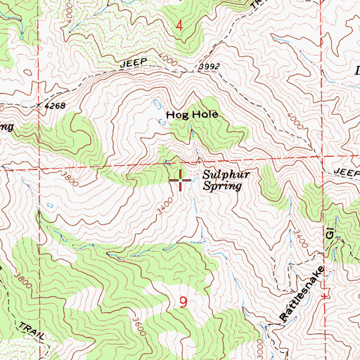 Topographic Map of Sulphur Spring, CA