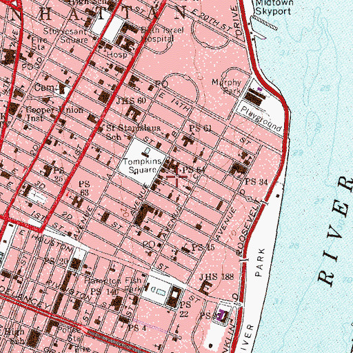 Topographic Map of De Colores Community Yard, NY