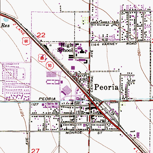 Topographic Map of Peoria Estates, AZ