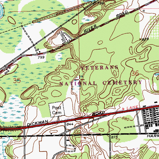 Topographic Map of Fort Custer National Cemetery, MI