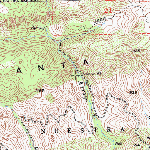 Topographic Map of Sulphur Well, CA