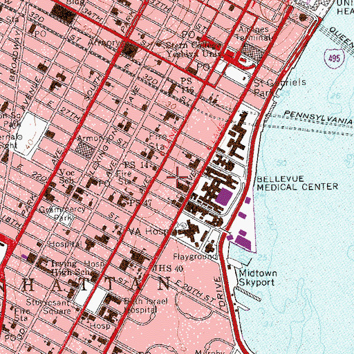 Topographic Map of Bellevue South Park, NY