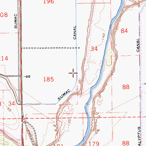 Topographic Map of Sumac Canal, CA