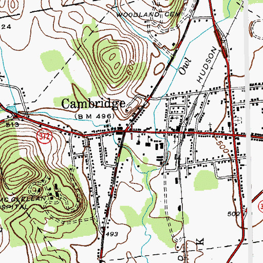 Topographic Map of Cambridge Historic District, NY