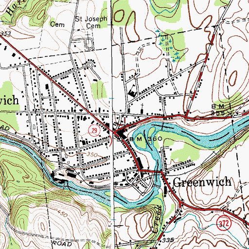 Topographic Map of Village of Greenwich Historic District, NY