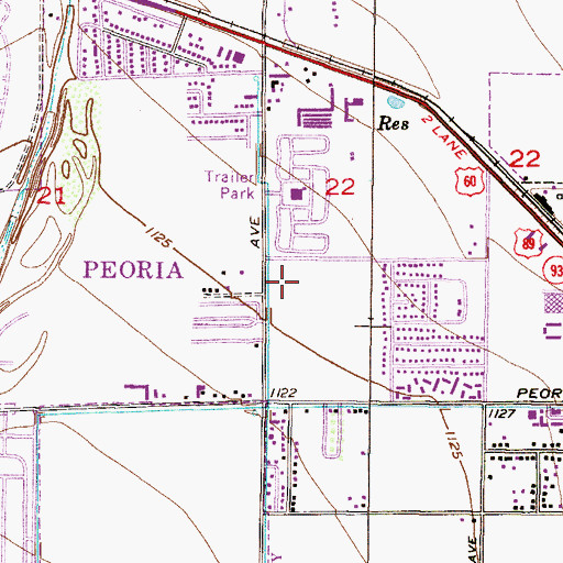 Topographic Map of Peoria Polynesian Village, AZ