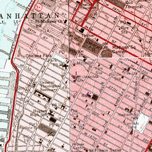 Topographic Map of Penn South Playground, NY