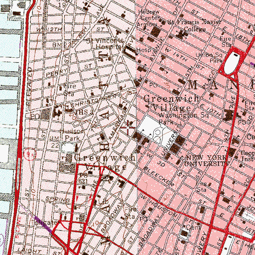 Topographic Map of Minetta Playground, NY