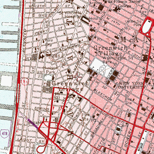 Topographic Map of Minetta Triangle, NY