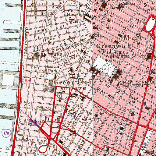 Topographic Map of Little Red Square, NY